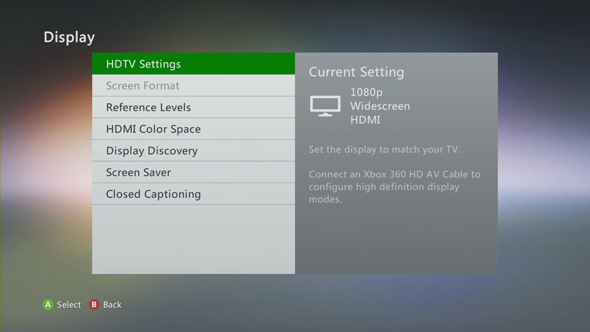 HDTV Settings